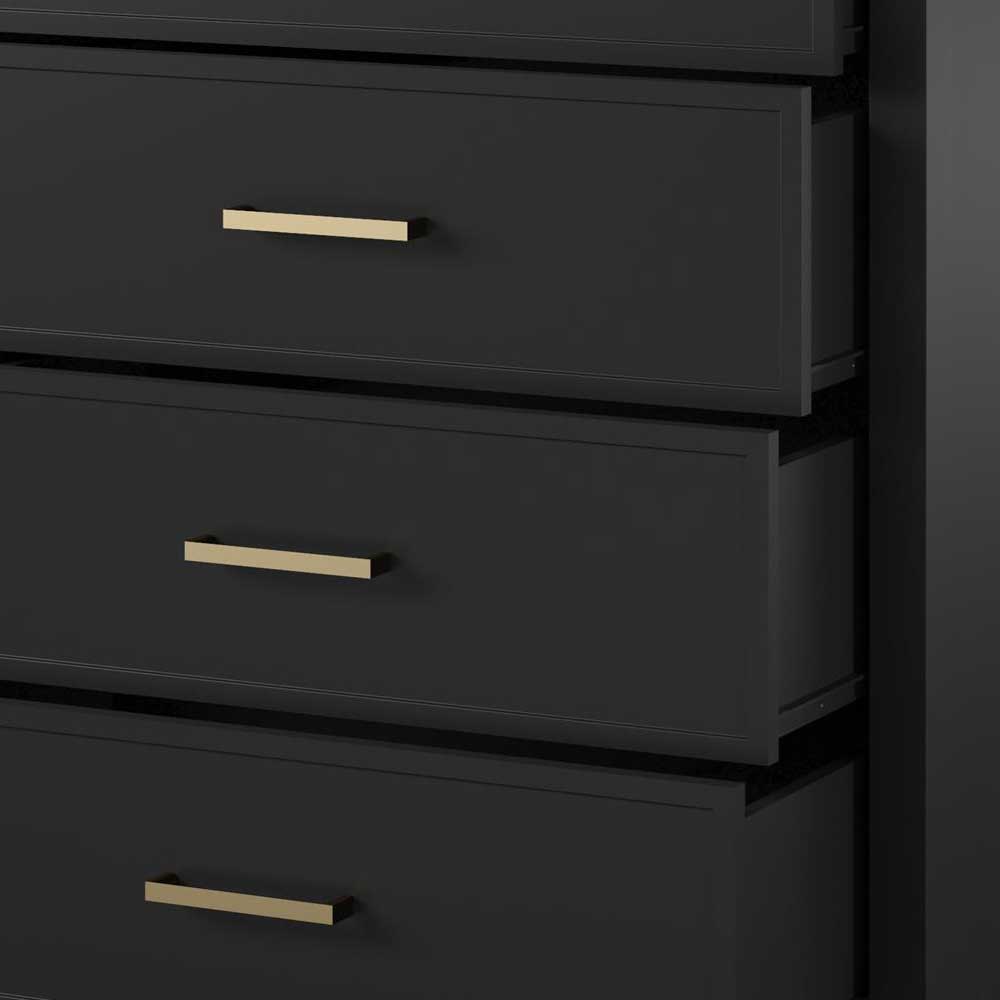 76x106x51 Hochkommode in Schwarz und Gold - Lorenca