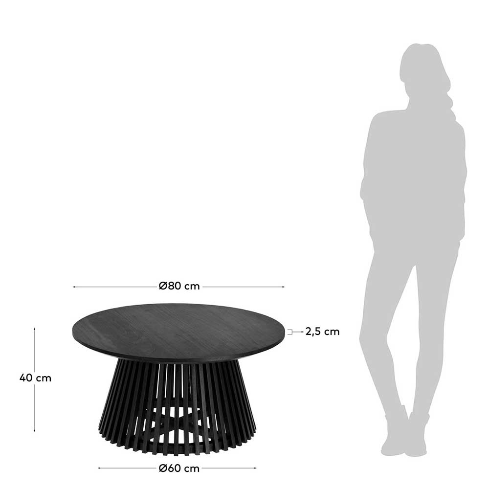 Design Couchtisch aus Zedrachholz in Schwarz - Benns