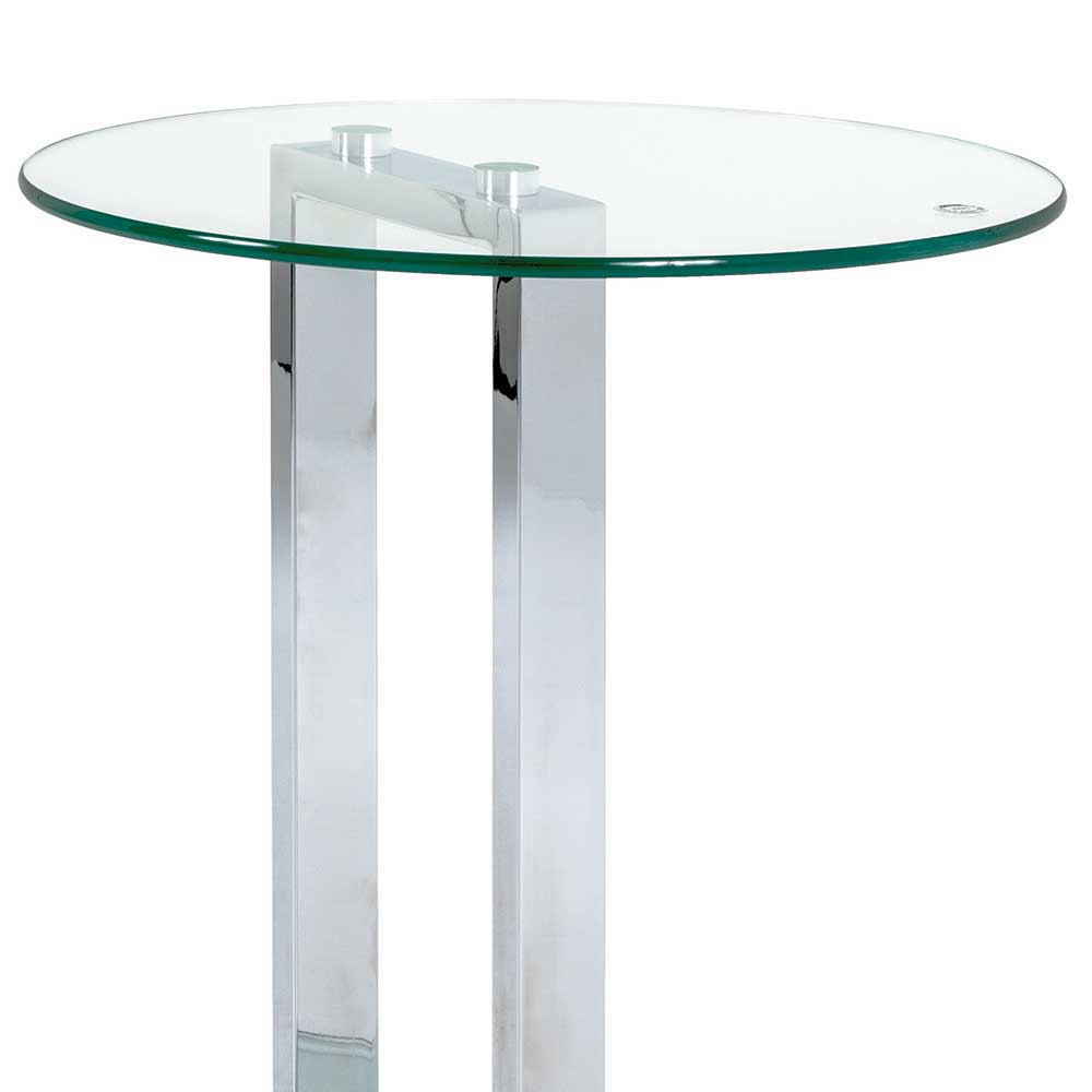 Glas Ablagetisch in Rund Isalyda mit Metall verchromt