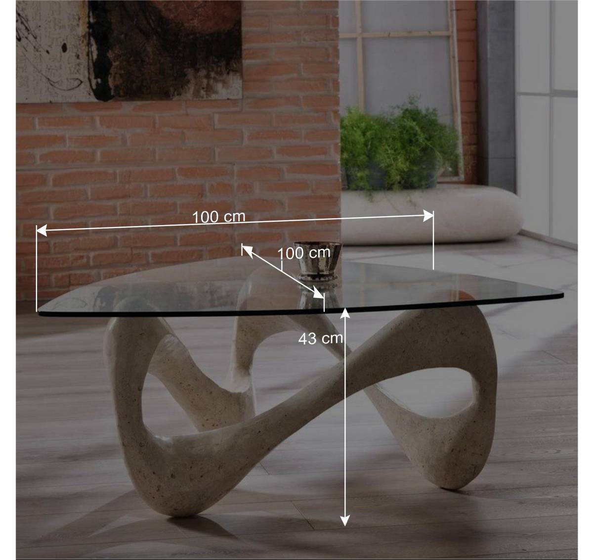 Design Couchtisch Orcia mit Glasplatte