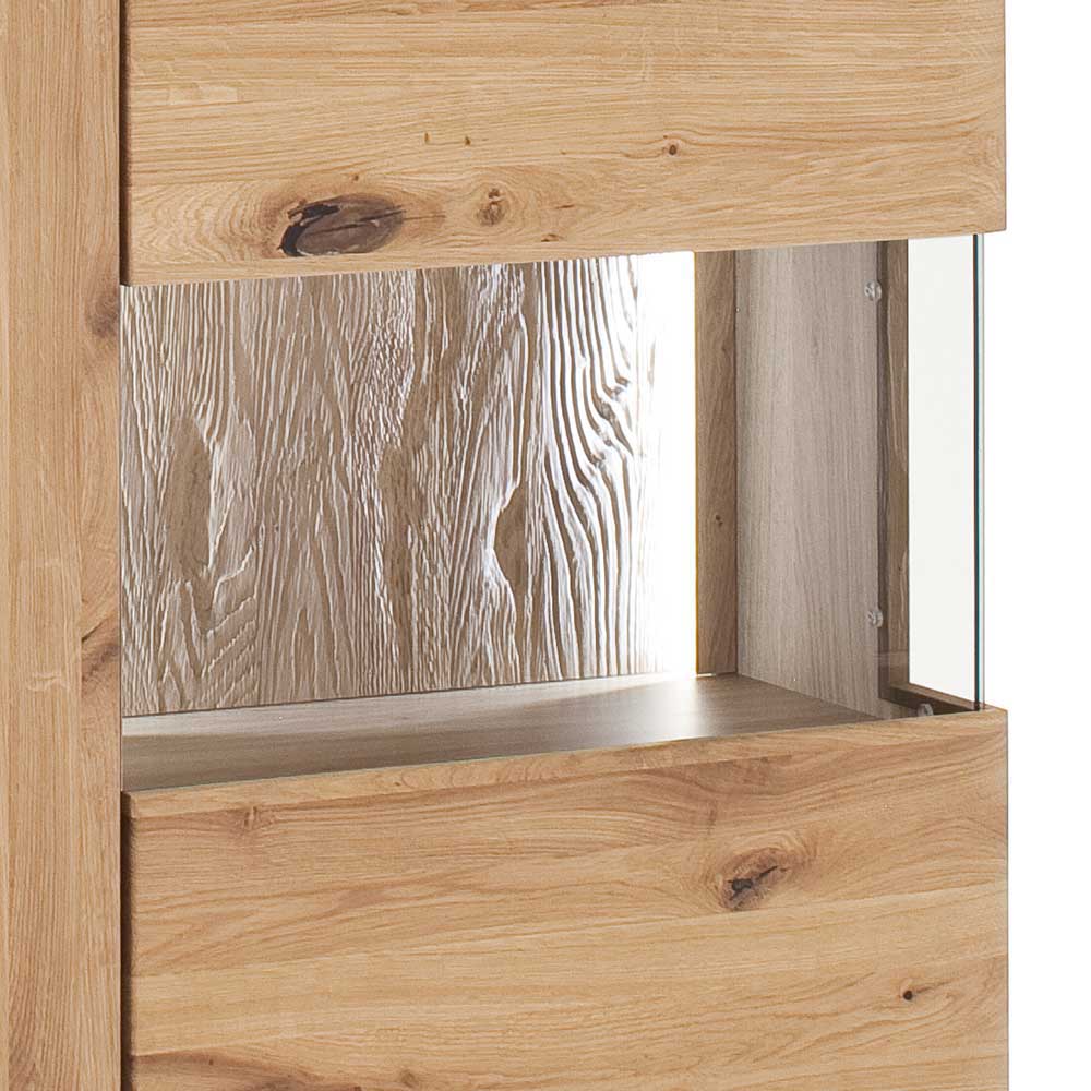 Eiche Bianco Highboard mit Glas-Einsätzen - Crokas