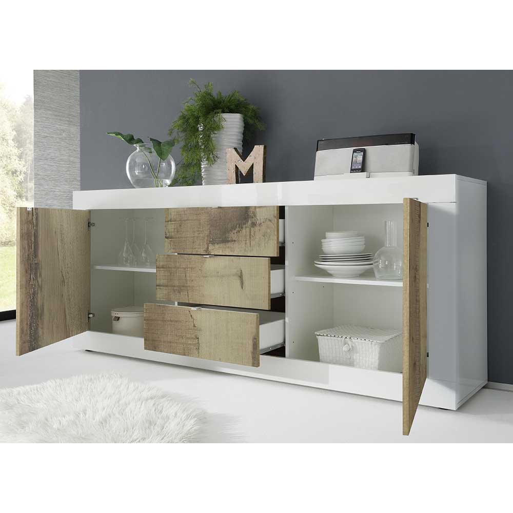 Sideboard in verwitterter Holzoptik & Weiß - Olvenion