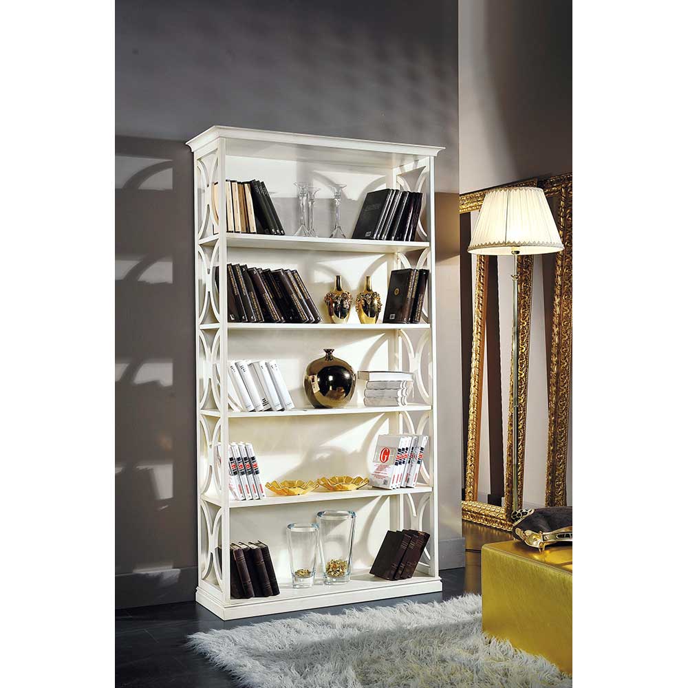 Weißes stilvolles Wandregal für Bücher und Dekoration im Wohnzimmer – Baciare