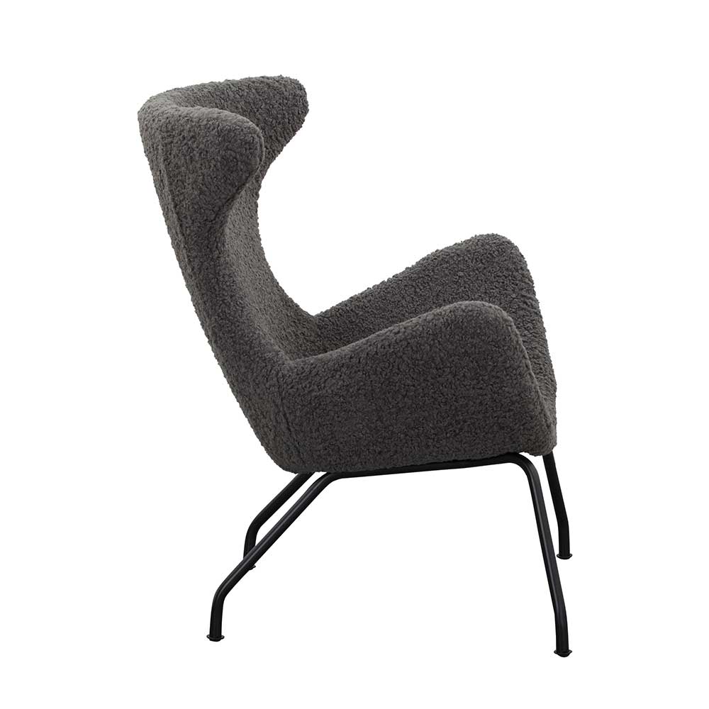 Stylischer Sessel mit grauem Plüsch bezogen - Simple