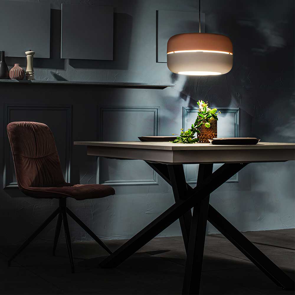 Scandi Chic Hängelampe in Rosa & Grau - Longos