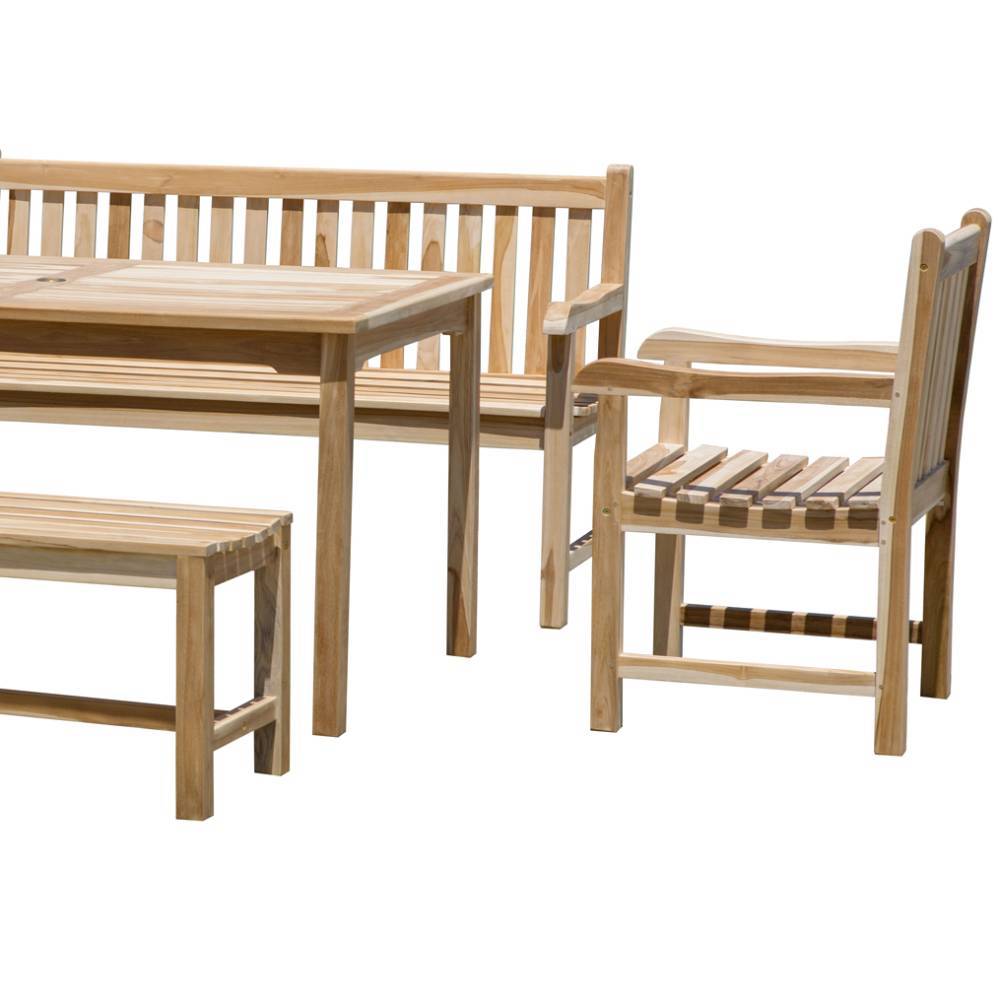 Teakholz Gartentisch-Gruppe massiv - Crajeva (fünfteilig)