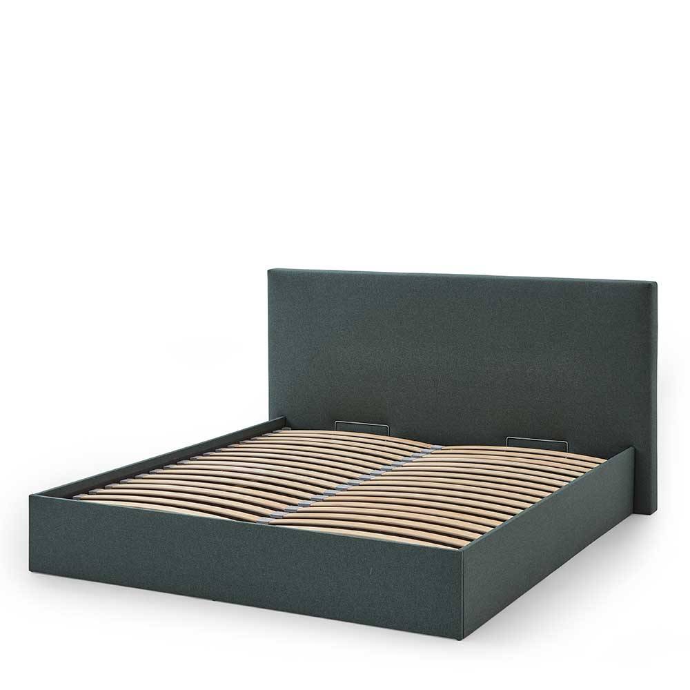 Dunkelgrünes Bett mit Bettkasten - Arabos