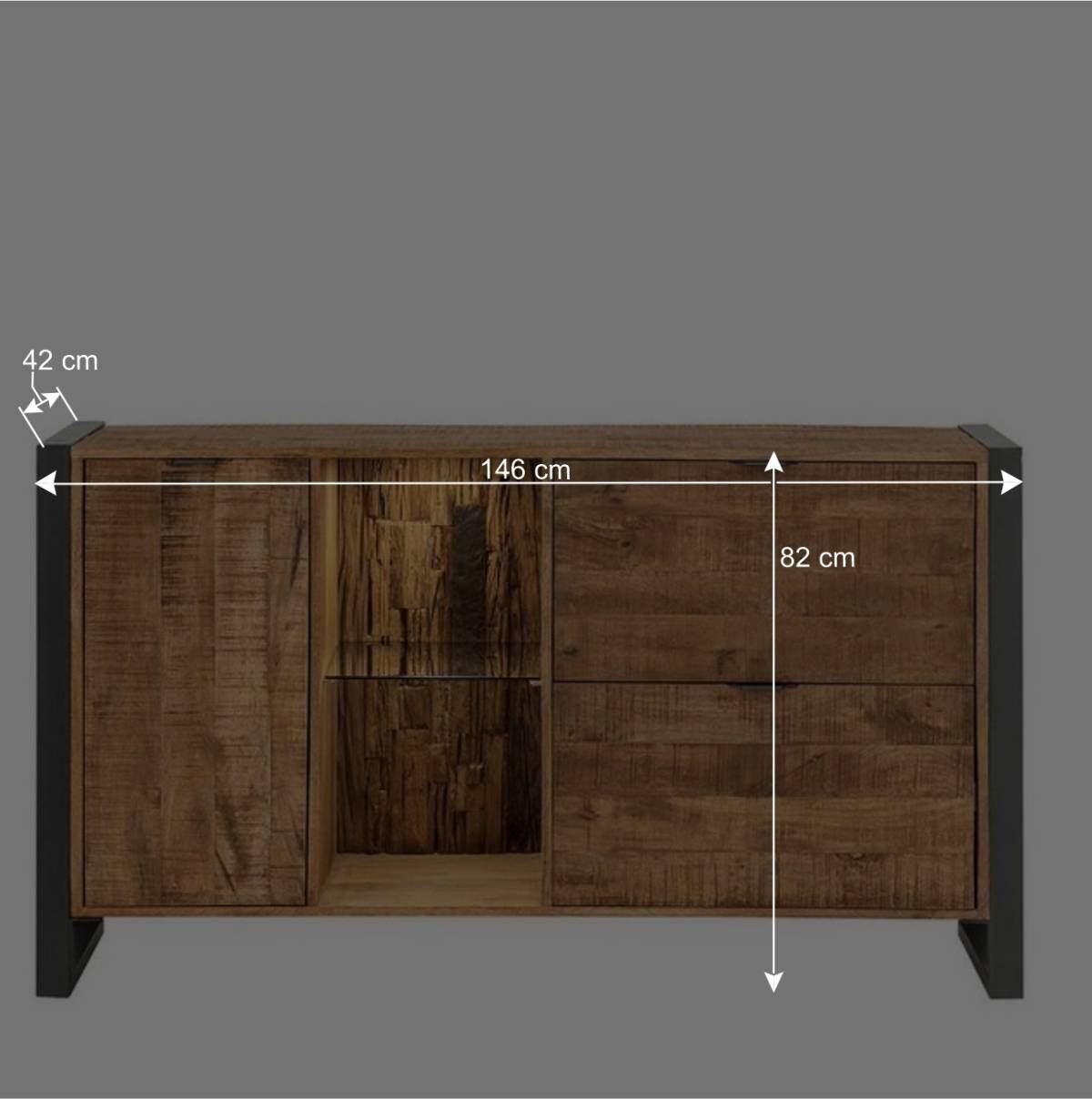 Industrial Sideboard mit LED Beleuchtung - Acira