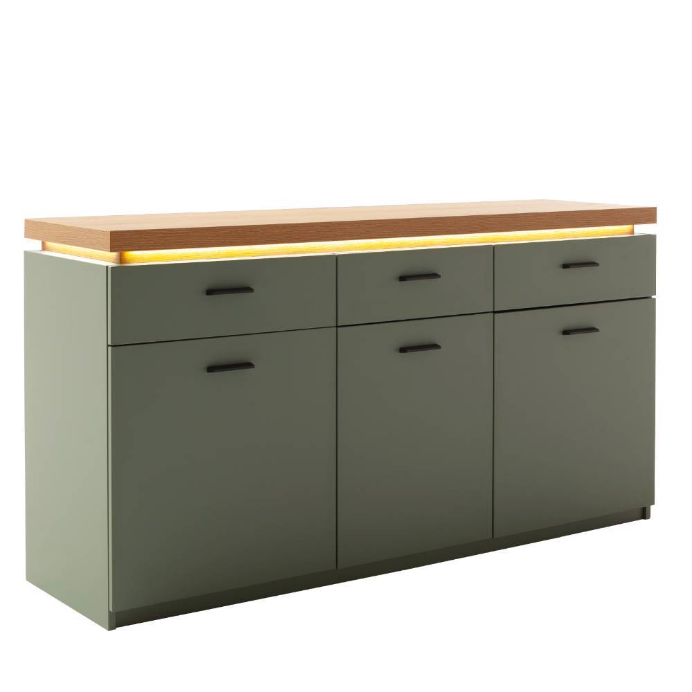 Sideboard in Graugrün mit Eiche Dekor - Kwin