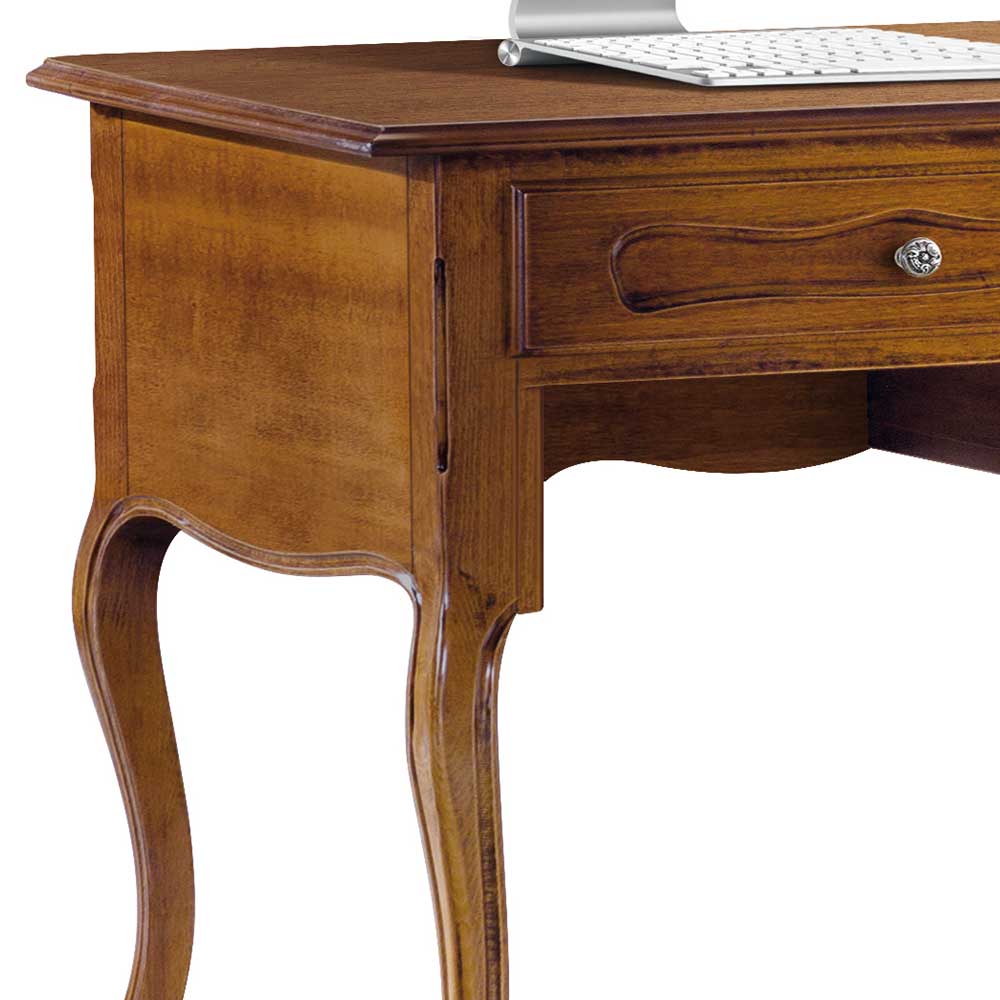 Eleganter Holz Bürotisch im italienischen Stil mit Schublade und Seitenschrank – Motiz