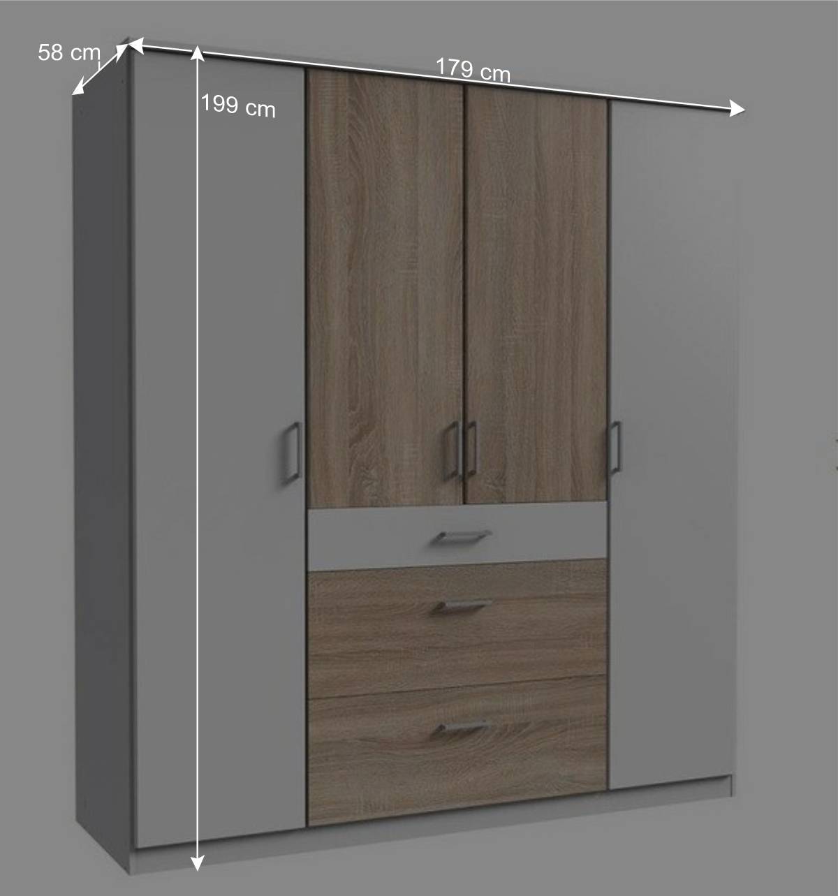 4-türiger Schlafzimmerschrank modern - Magdelan