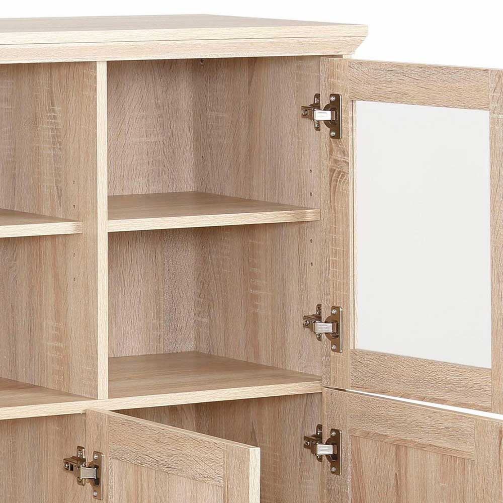Landhaus Optik Highboard mit 2 Glastüren - Rienva
