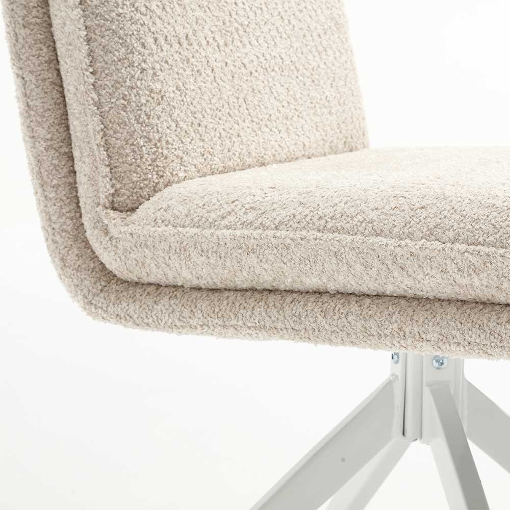 Boucle Polsterstuhl in Creme - Dalunzio (2er Set)