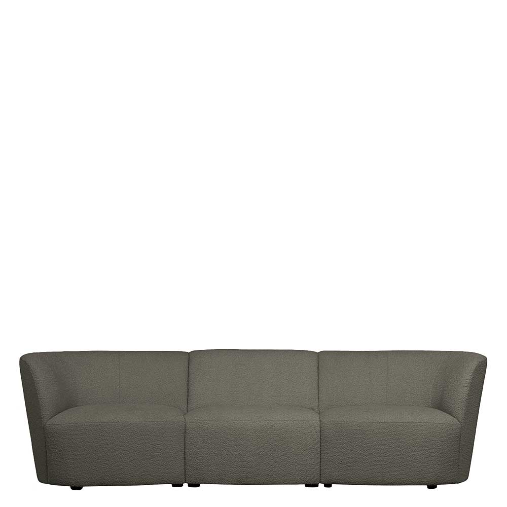 Dreisitzer Sofa aus drei dunkelgrünen Boucle Einsitzer Couchmodulen, ideal für das Wohnzimmer – Racapulco