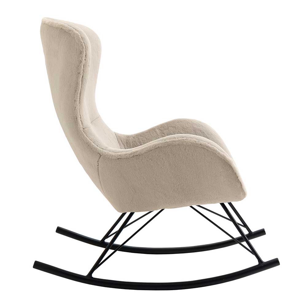 Schaukelsessel aus Webplüsch in Beige - Sharkas