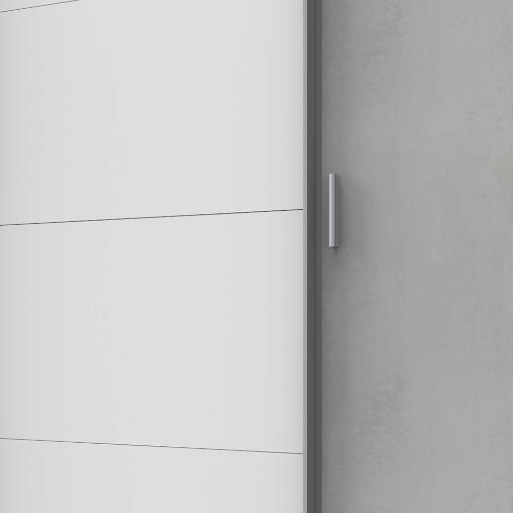 Kleiderschrank in Weiß & Lichtgrau Beton Optik - Viganno
