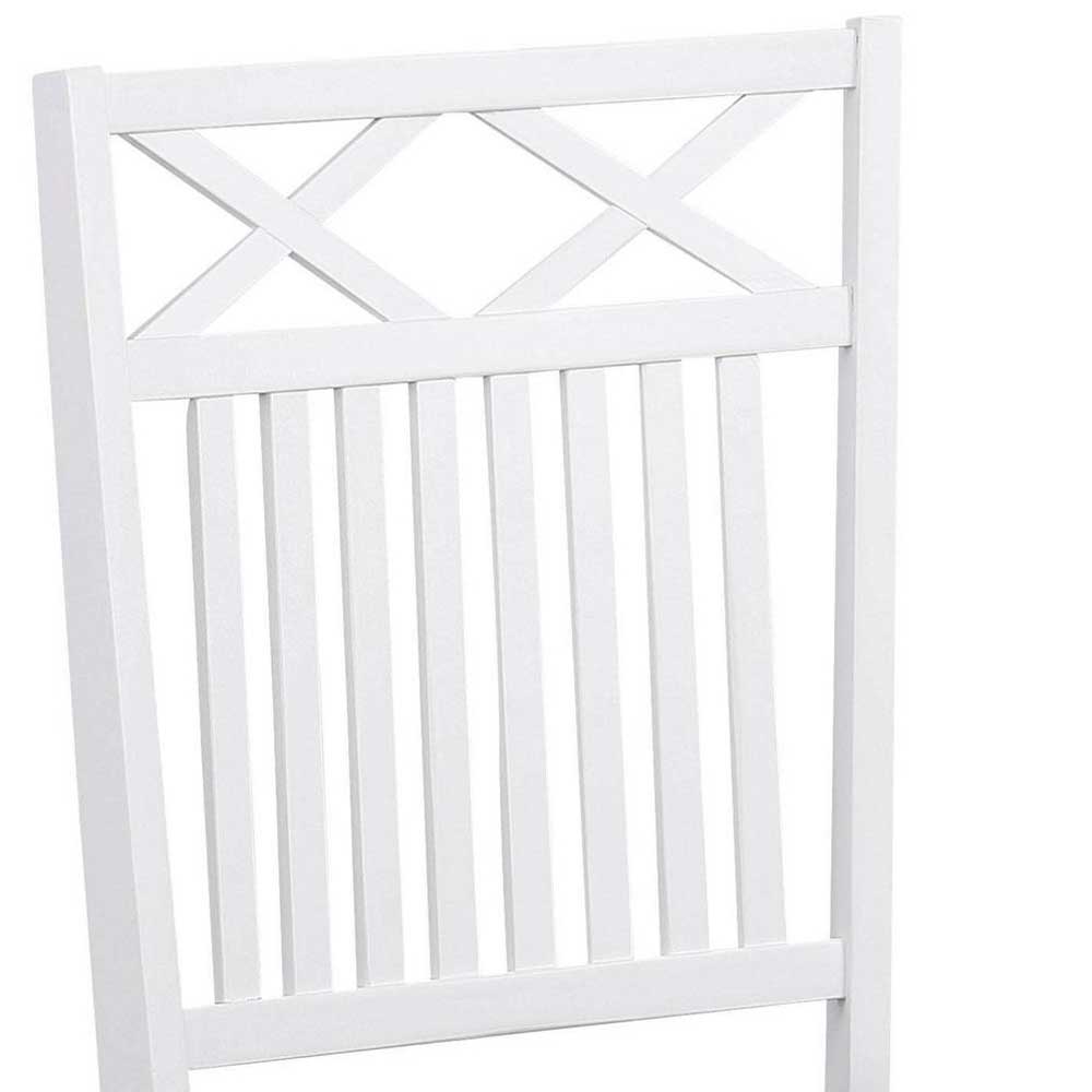 Weißer Holzstuhl mit Stoffsitz - Lugano (2er Set)