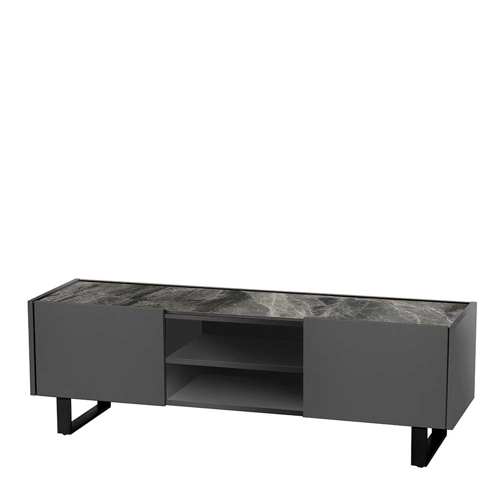 TV Board mit Keramik in Marmor Grau - Vanskupa