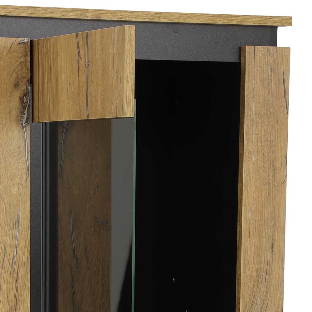 60x190x38 Vitrinenschrank in Zinneiche NB - Traudarian