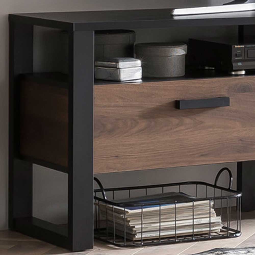 TV Board in Nussbaum Dekor & Schwarz - Dudleys