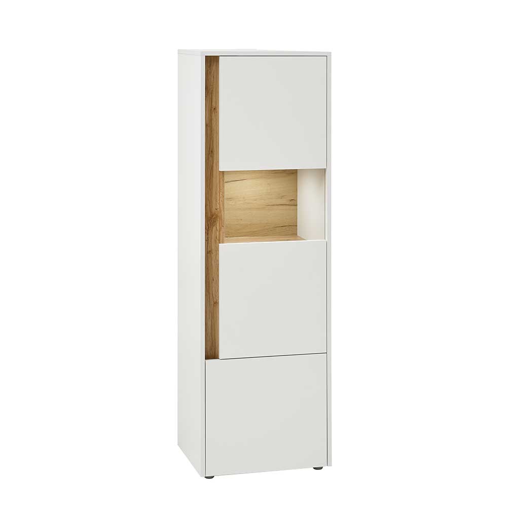 Vitrinenschrank in Weiß & Wildeiche Dekor - Nonessia