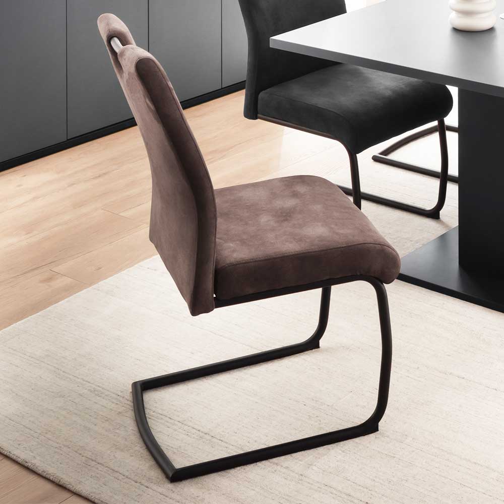Microfaser Freischwinger in Beige - Unicat (2er Set)