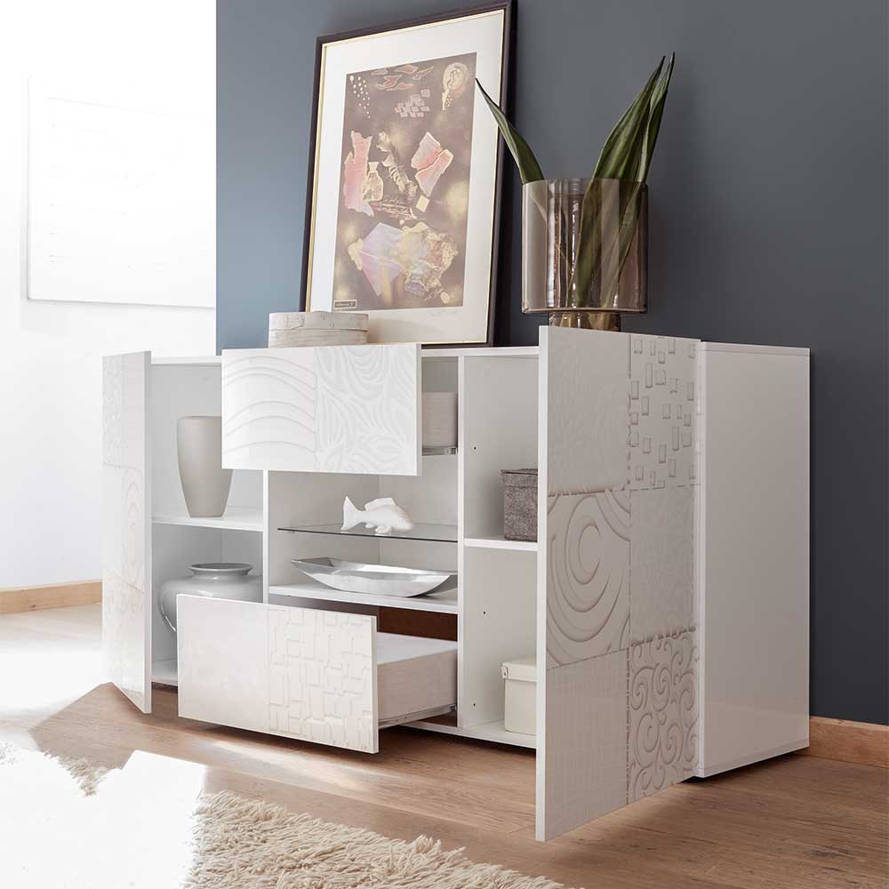 Hochglänzend lackiertes Sideboard in Weiß - Vascaub