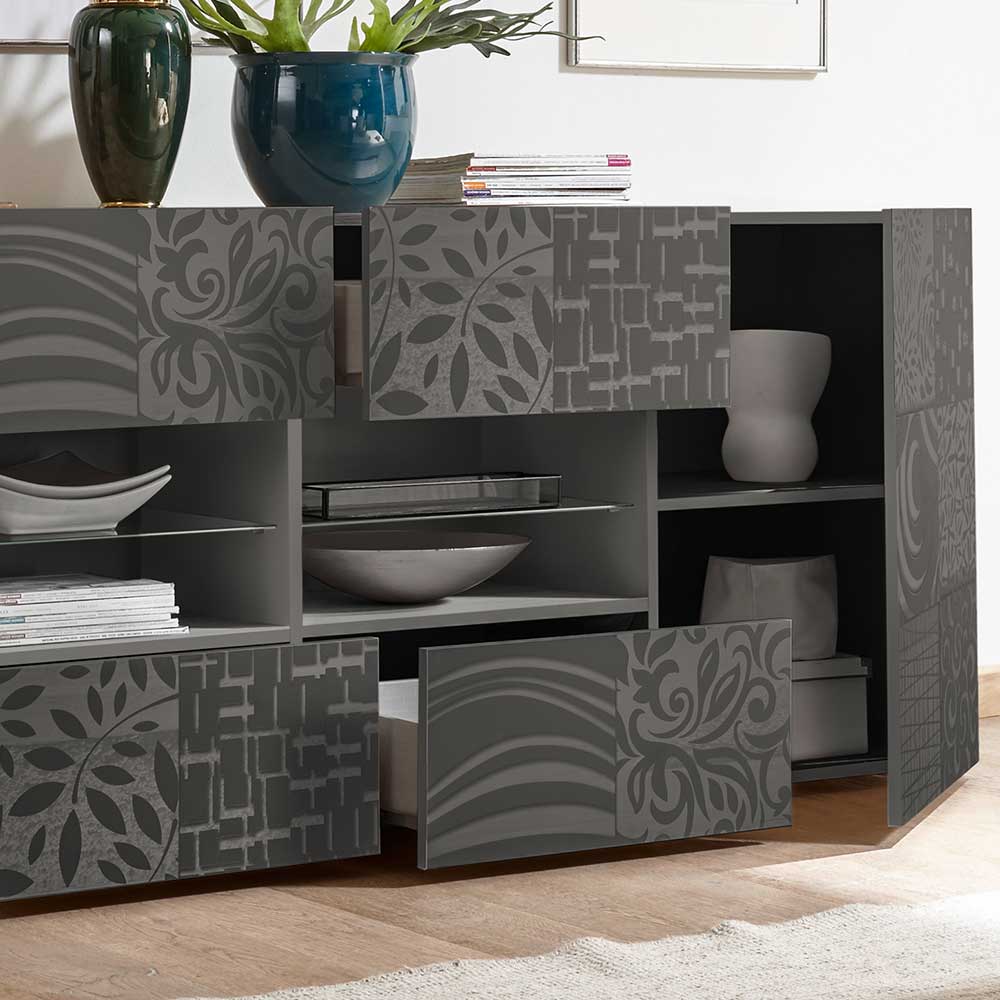 241x84x42 Hochglänzendes Sideboard in Grau - Ipatal
