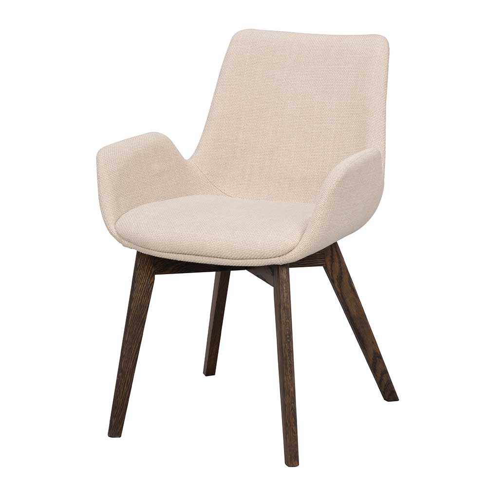 Stühle in Beige & Eiche Dunkelbraun - Invitus (2er Set)