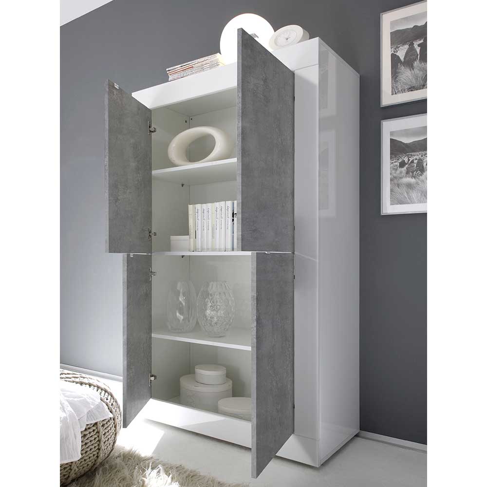 4-türiger Schrank in Beton Optik - Narandu