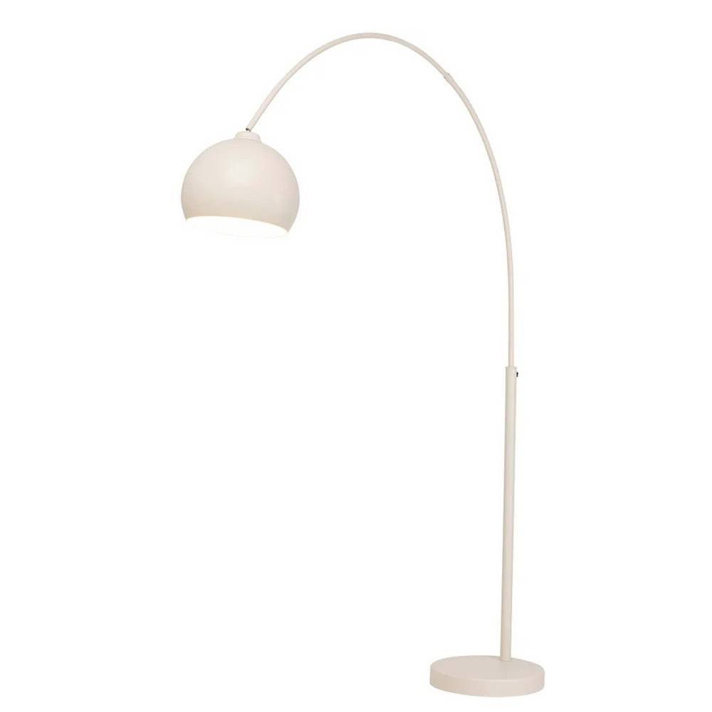 Elegante beige Bogenlampe mit rundem Lampenschirm und stabiler Basis f R stilvolles Wohnambiente R Token