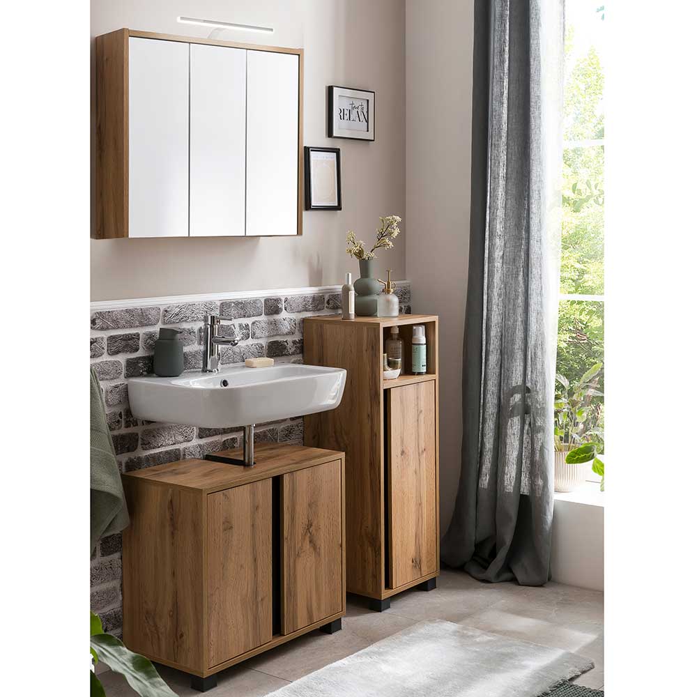 Holzoptik Spiegelschrank fürs Badezimmer - Nelorena