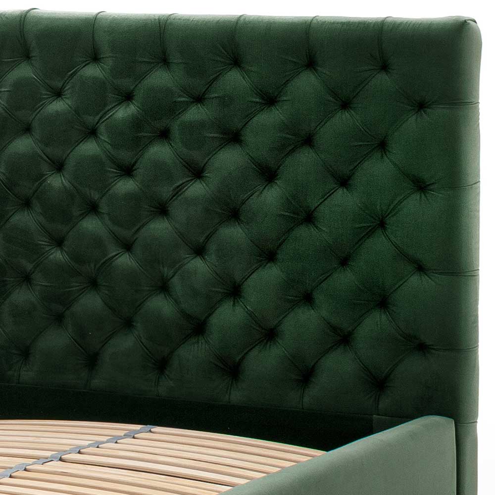 Chesterfield Bett in Dunkelgrün Samt - Jesafina