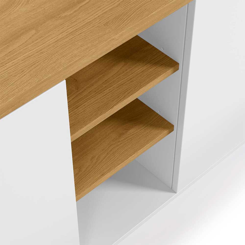 180x75x36 Modernes Sideboard in Weiß & Eiche - Vintilias