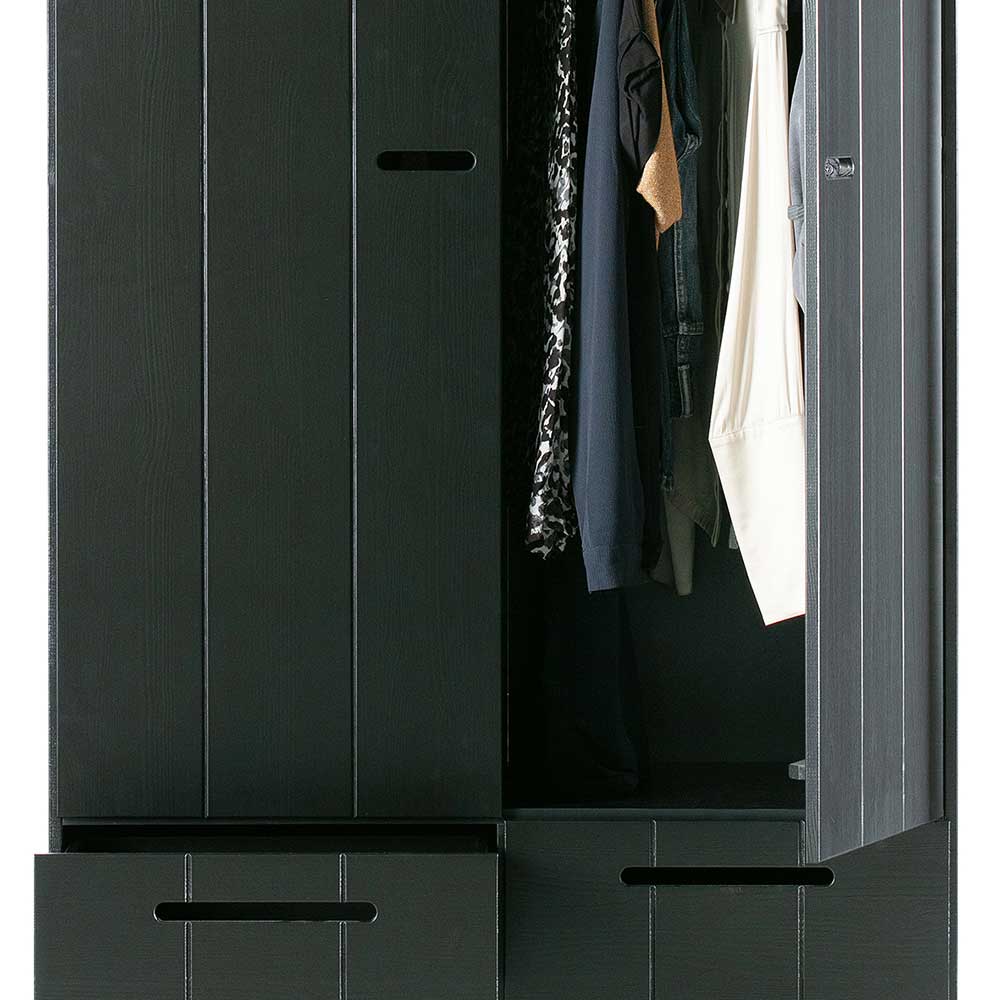 Schwarzer Schlafzimmerschrank aus Holz Kiefer - Vindrus