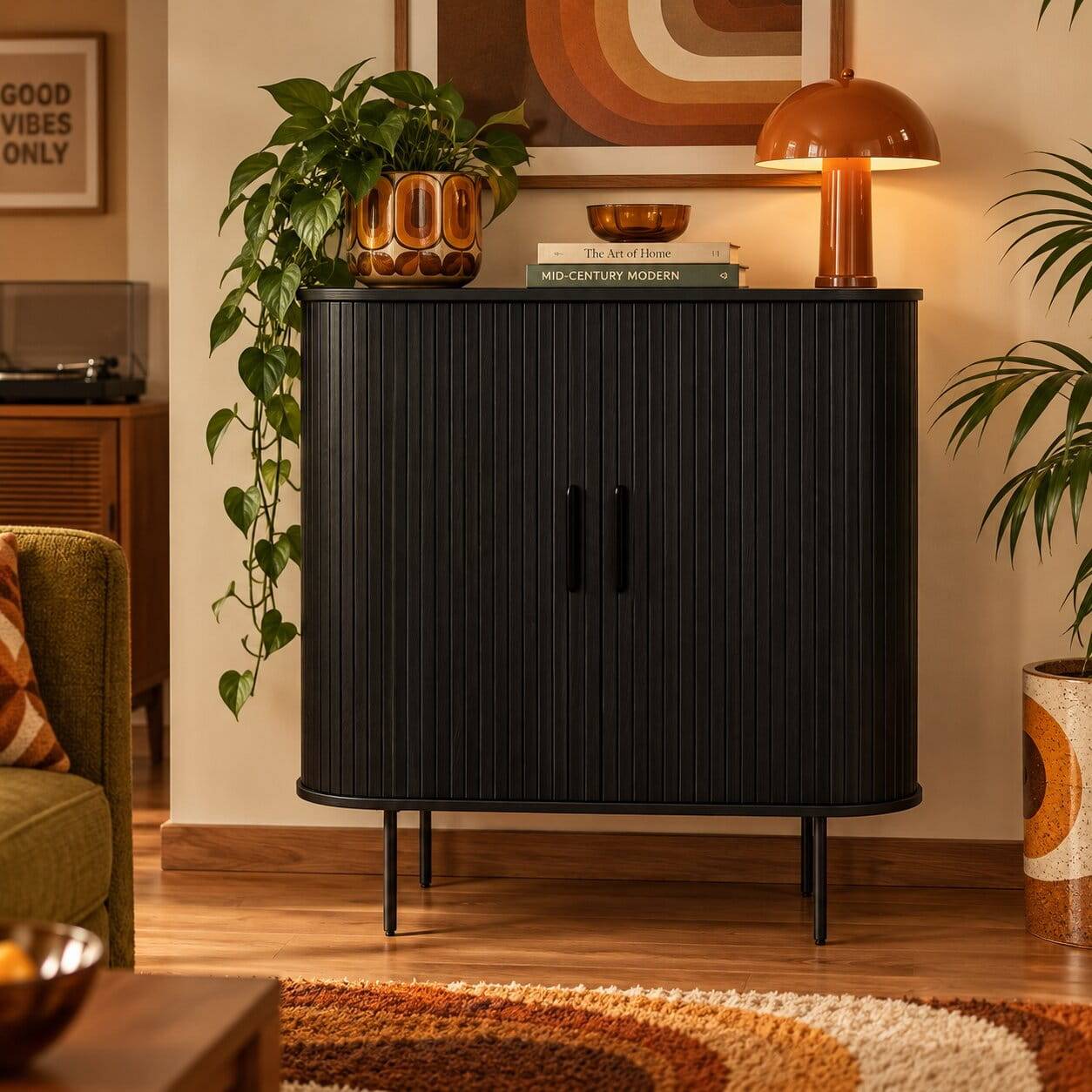 Ovales Highboard mit Schiebetüren - Venutura