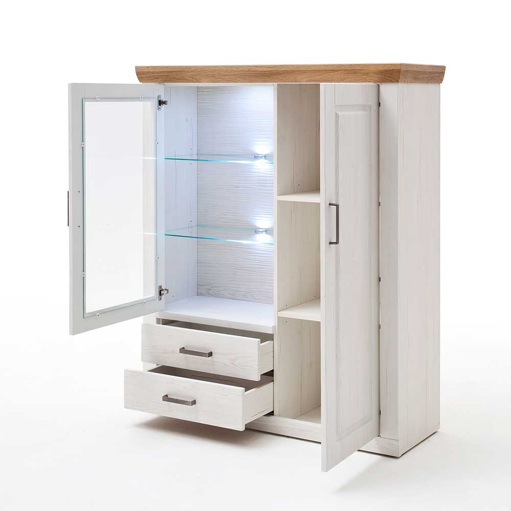 Country Highboard Vitrine mit Stauraum - Samula