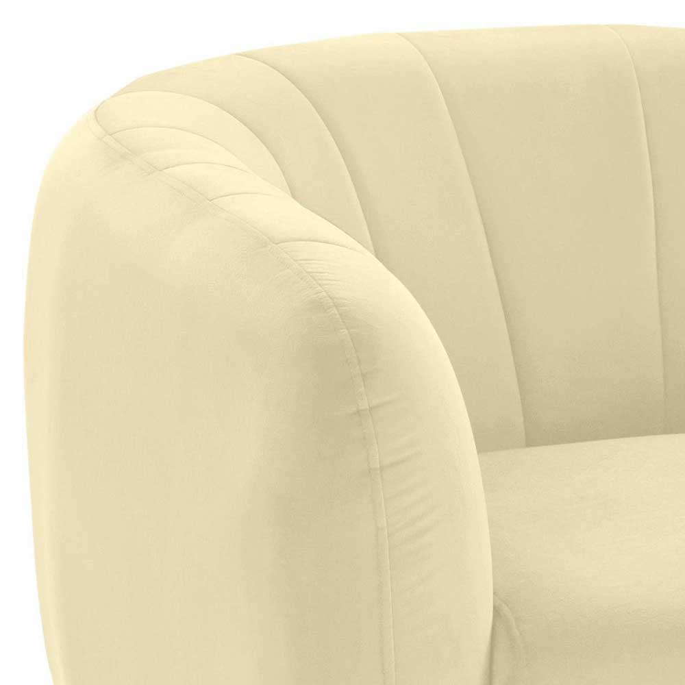 Retro Sessel in Cremefarben Samt - Magies