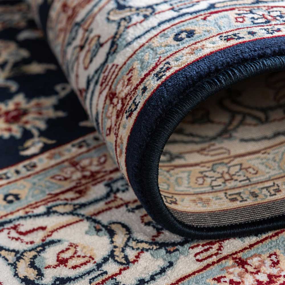 Rechteckiger Orient Teppich in Dunkelblau & Creme - Pandau