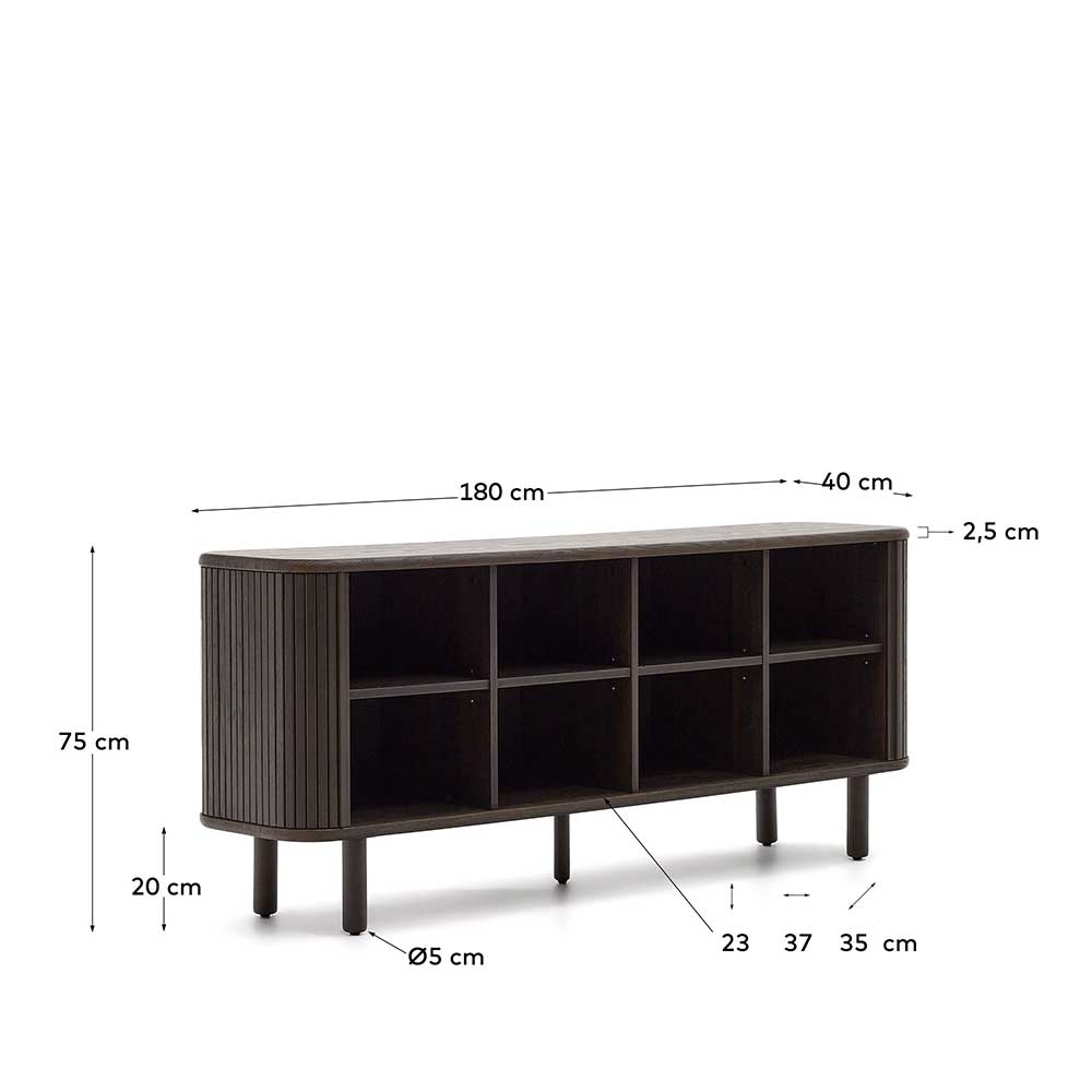 180x75x40 Sideboard in Schwarzbraun Esche - Tadaco