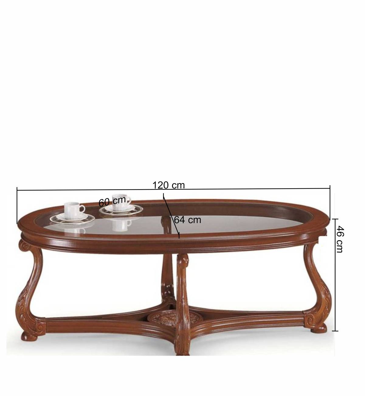 Italienisches Design Glas Couchtisch in Oval - Vibon