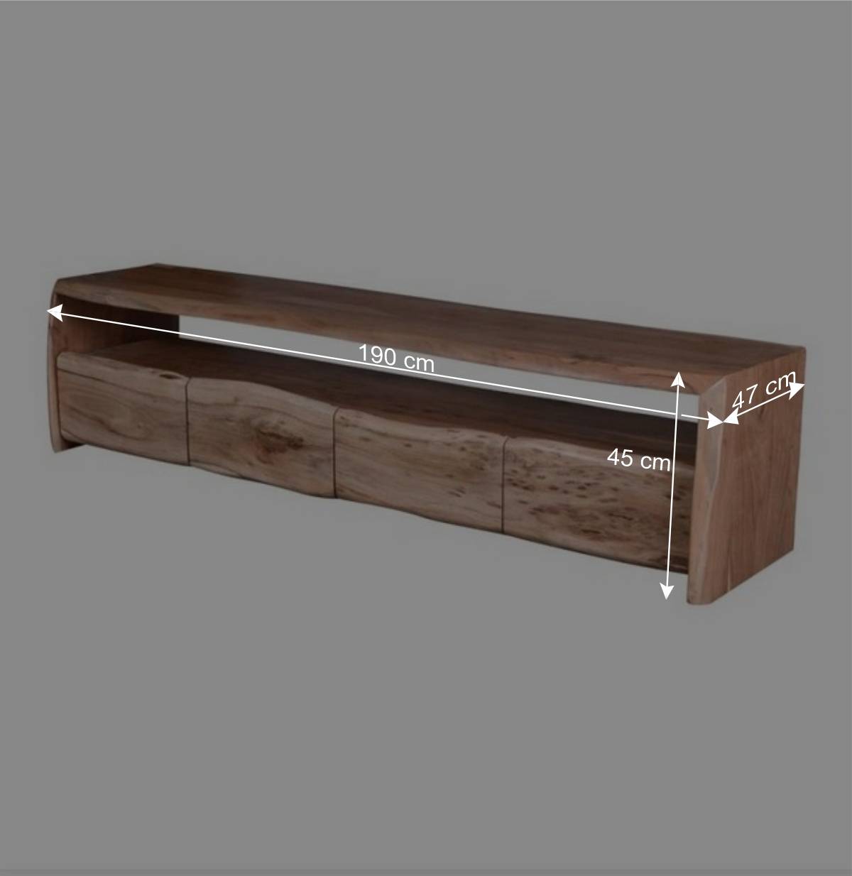 Rustikales Lowboard mit Naturkante - Necrus