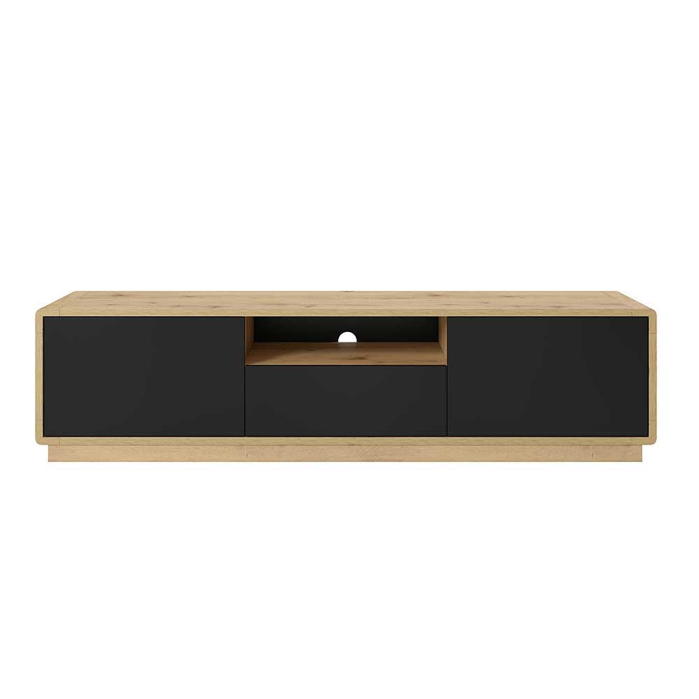 Modernes TV Lowboard in Schwarz & Wildeiche Optik - Ilunas