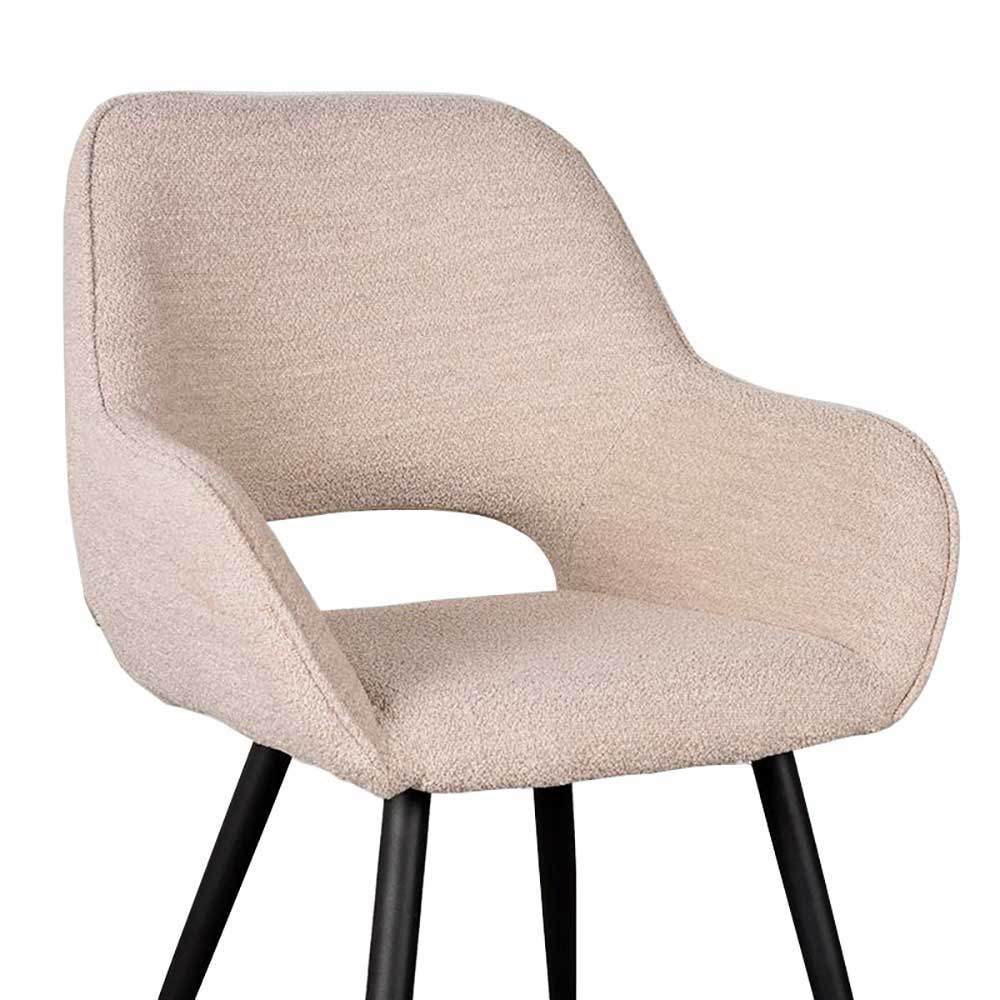 Polsterstühle aus Boucle in Beigegrau - Landhuis (2er Set)