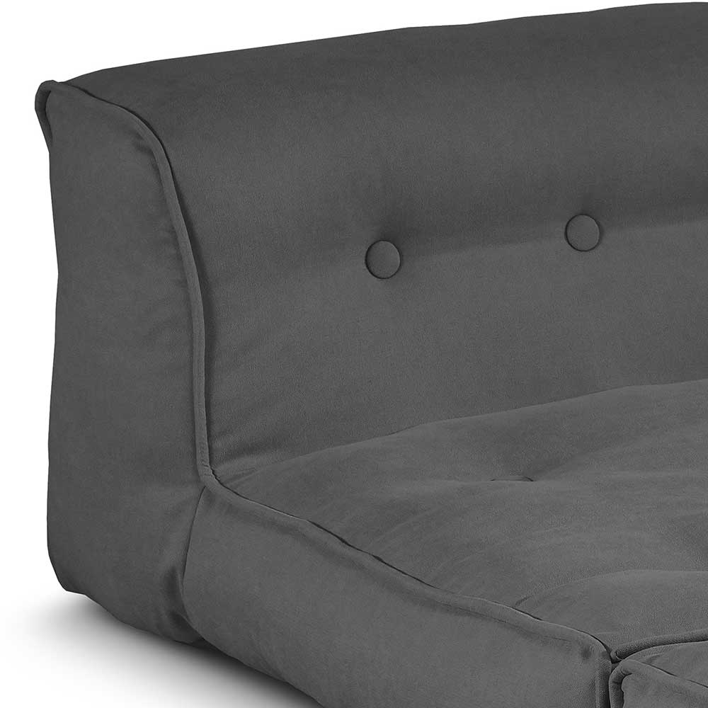 Ergonomisch geformtes Kopfteil des anthrazitfarbenen Schlafsessels mit Knöpfen – Berto