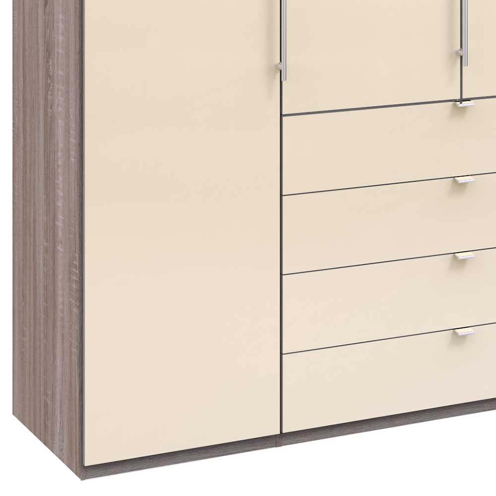 Kombi Kleiderschrank in Creme Glas - Tauron