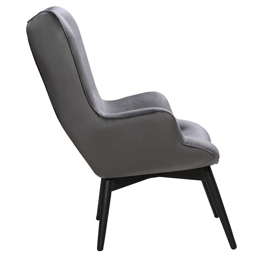 Skandi Sessel in Grau Samt - Jakalyn