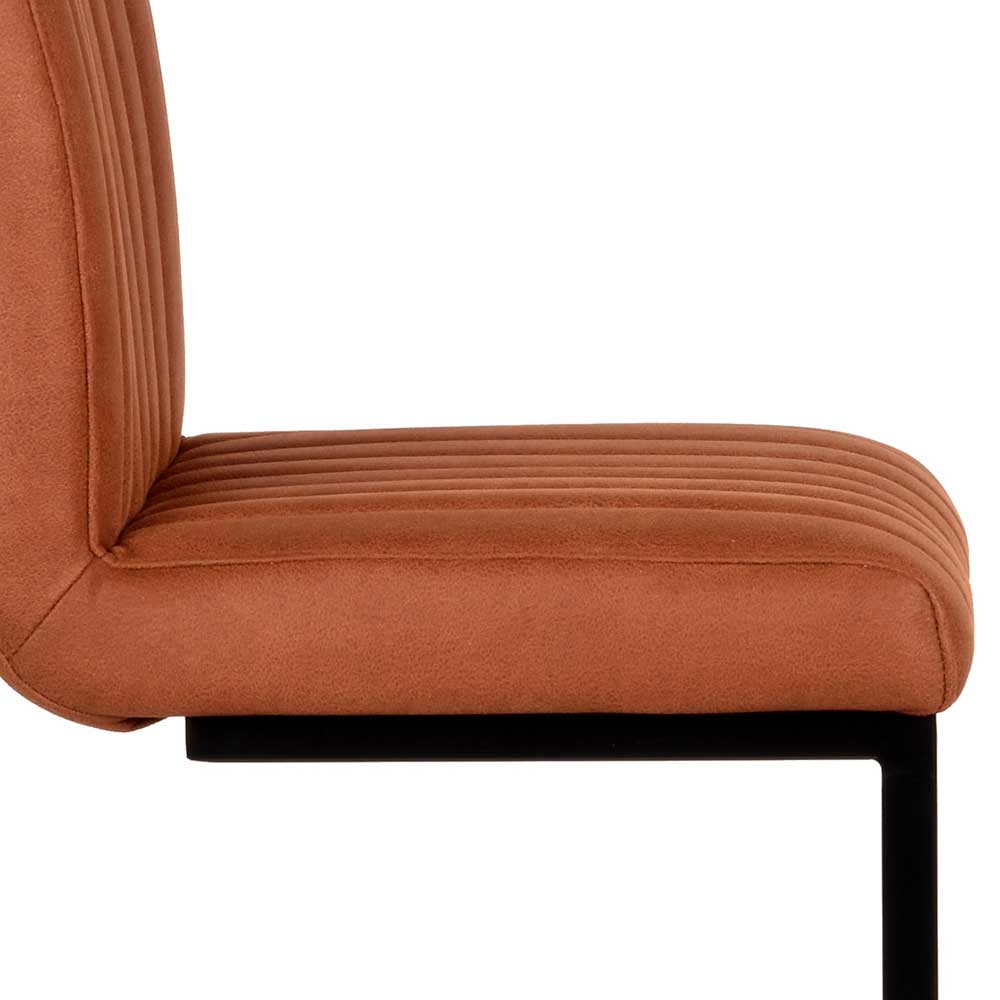 Microfaser Barstuhl in Cognac Braun - Pelicano (2er Set)