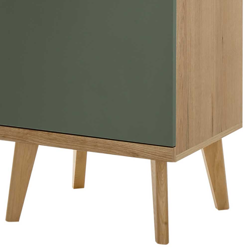 Vitrinenschrank in Graugrün mit Wildeiche - Oliva