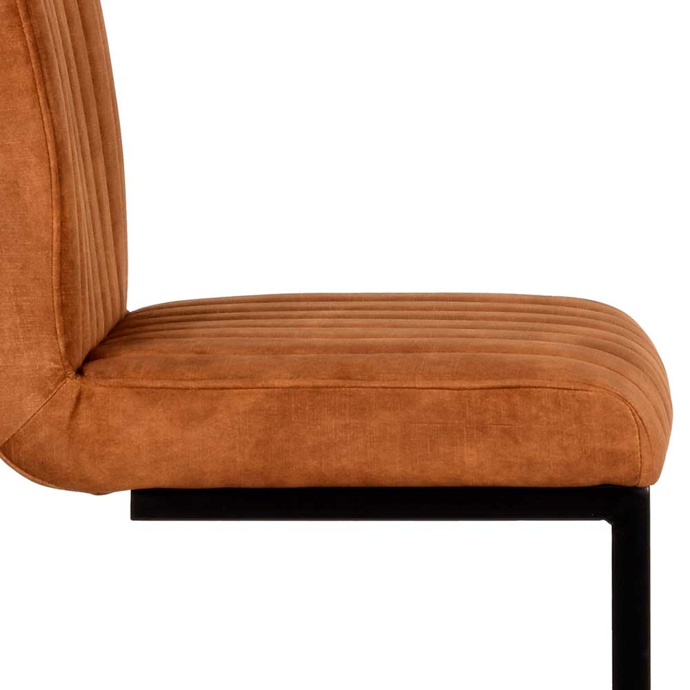 Moderner Barstuhl in Ocker Velours - Ciranzo (2er Set)